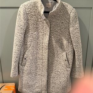 LOFT Black and Cream Textured Coat